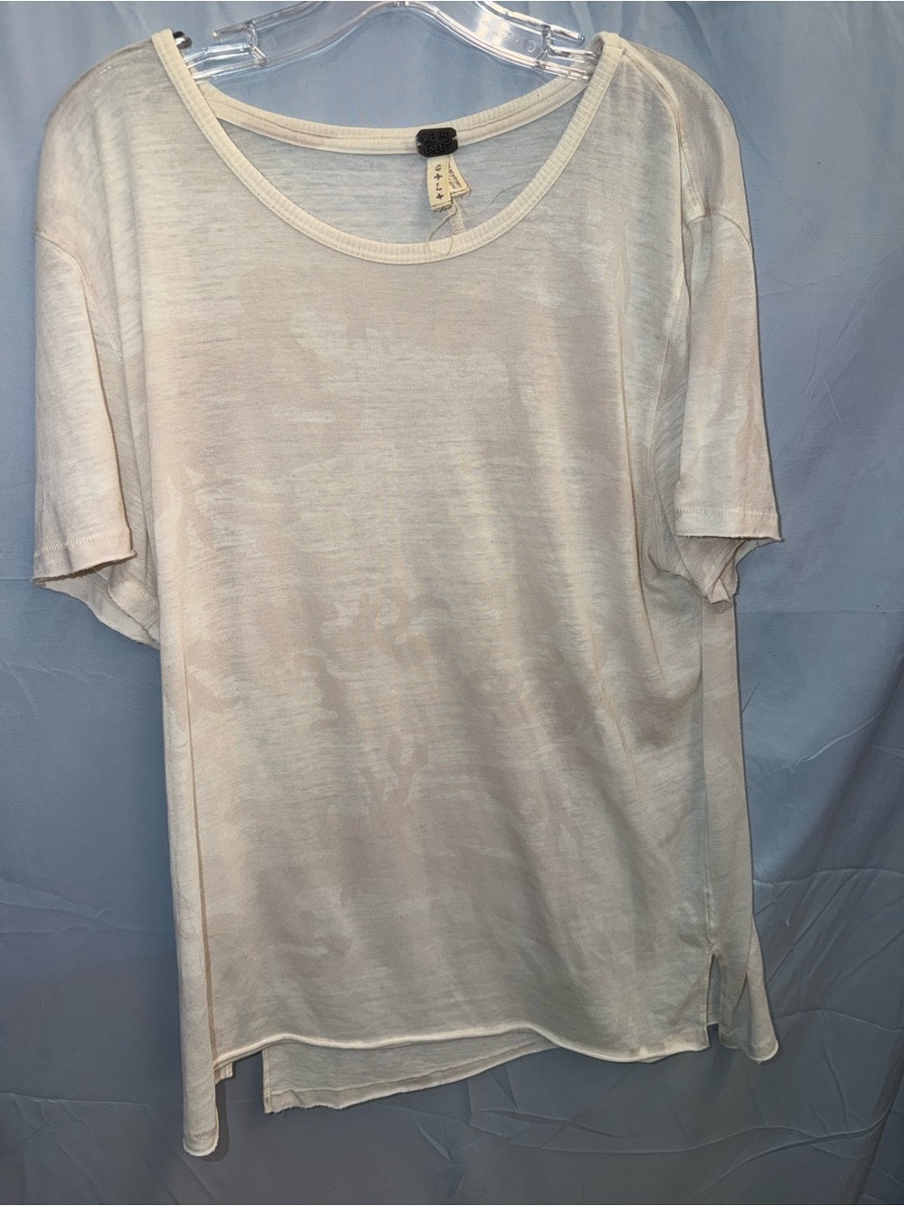 We The Free Cream Ribbed Neck Tee